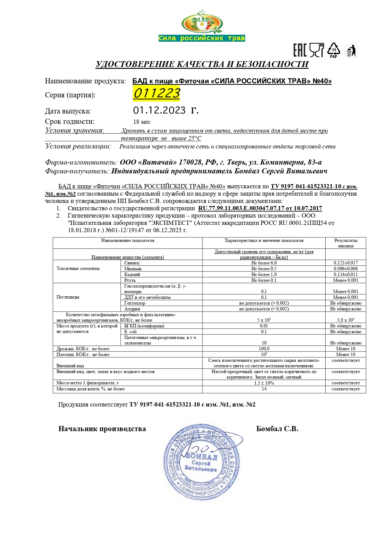 Паспорт №122023
